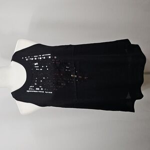 NWT Dolce Cabo Black Sequin Tank Top Sleeveless Blouse Keyhole Back